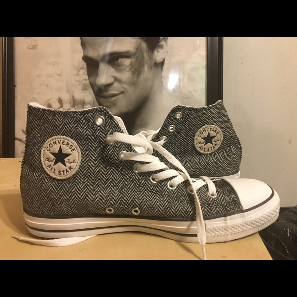 Gray Herringbone Converse Chuck Taylor High Tops